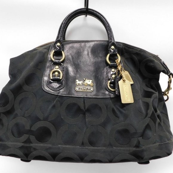 Coach Handbags - EUC Coach Madison Op Art Black Lavender Satchel